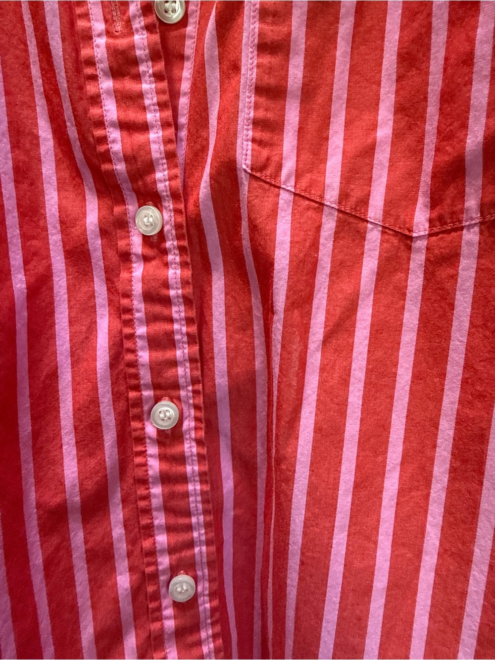 Small GAP Red & Pink Striped Cotton Poplin Button-Down Shirt Coord Set Available - Picture 8 of 10